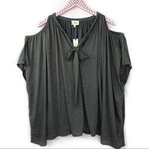Anthropologie Deletta Cold Shoulder Tie Neck Top